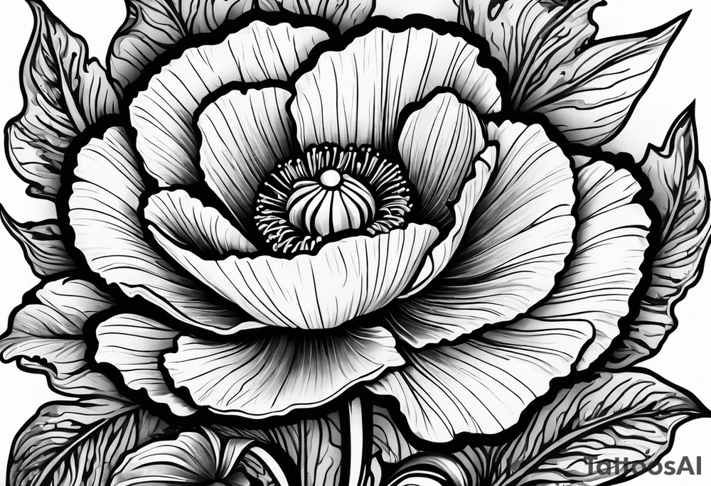 Poppy flowers with Lee Braddock written under it tattoo idea