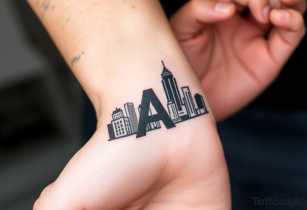 Atlanta city skyline with the A logo tattoo idea