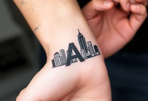Atlanta city skyline with the A logo tattoo idea