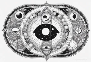 Astrology, Cancer & Aquarius, Natal Chart, vision, yin yang, the moon, the sun, Uranus, Pluto, spiritual third eye, mystical armband tattoo idea