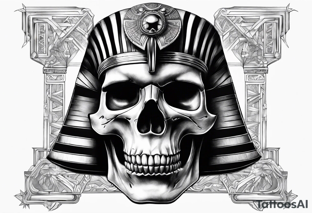 pharaoh skull realistic tattoo idea