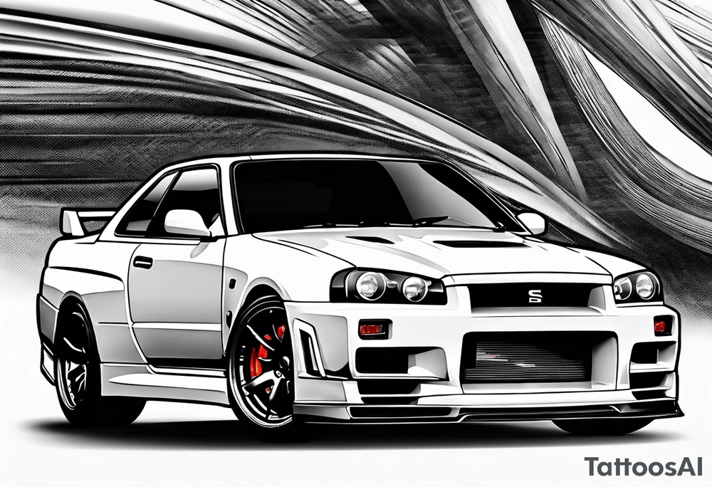 Nissan skyline GT-R R34 tattoo idea