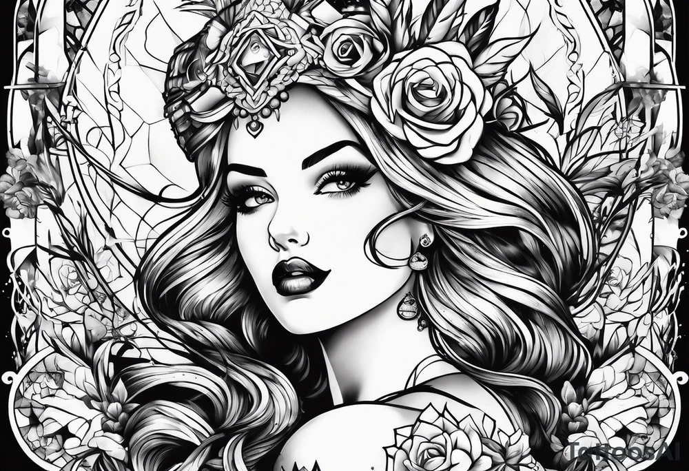 punk rock pinup tattoo idea