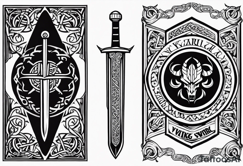 Viking sword Valhalla dragon shield tattoo idea