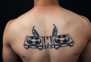 DJ turntables and headphones tattoo idea