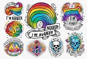 rainbow infinity symbol with the words "I'm Here, I'm Neuroqueer" tattoo idea