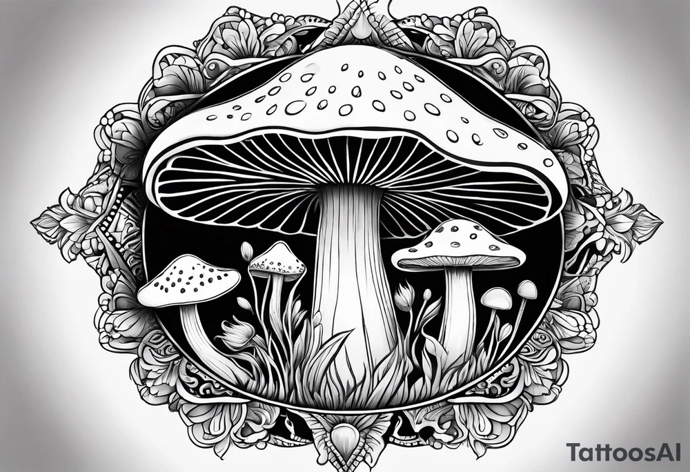 Shaggy mane mushroom mandala tattoo design tattoo idea