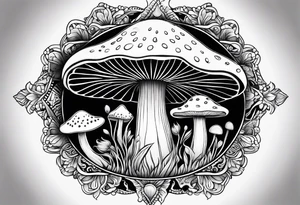 Shaggy mane mushroom mandala tattoo design tattoo idea