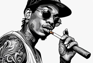Wiz Khalifa smoking a joint tattoo idea