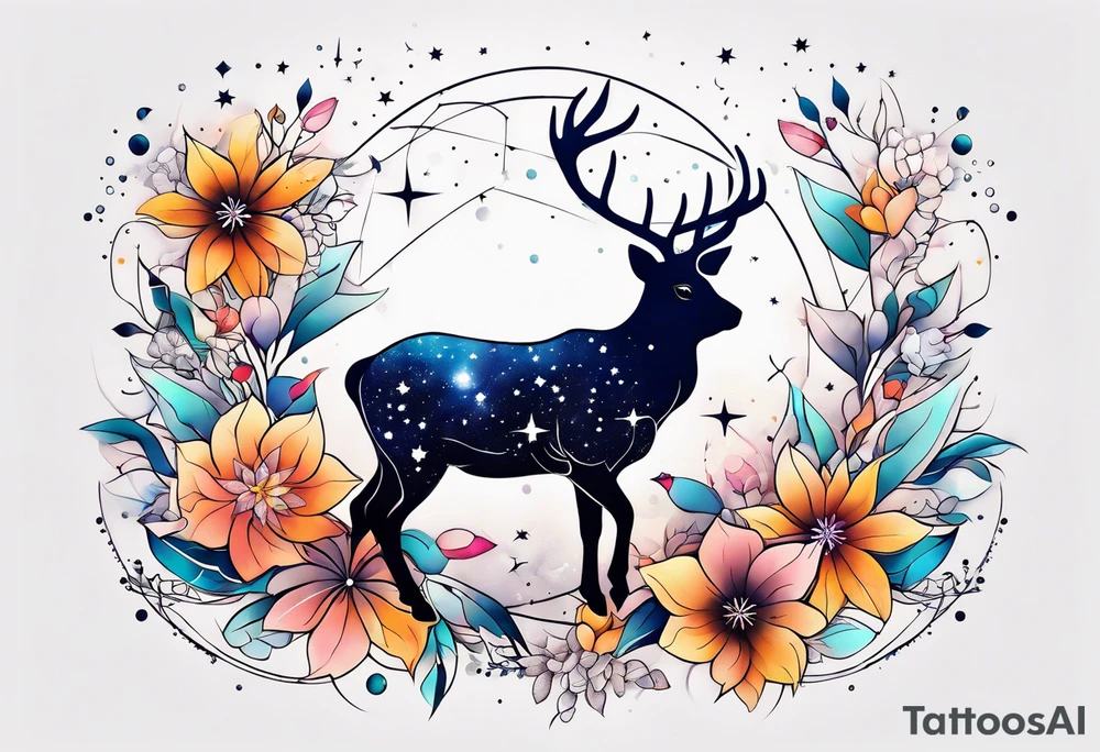 Constellation, animal snow , géométric , flower tattoo idea