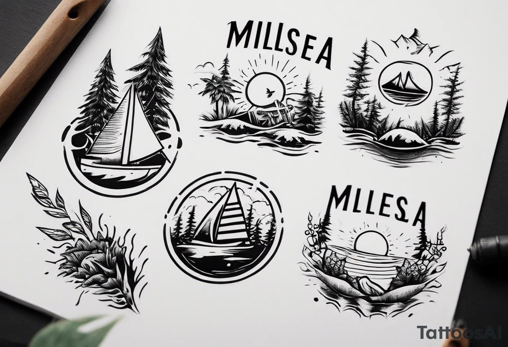 The word "MILLSEA", with an outdoors vibe. Block lettering tattoo idea