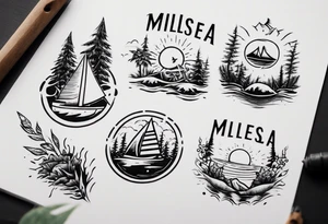 The word "MILLSEA", with an outdoors vibe. Block lettering tattoo idea