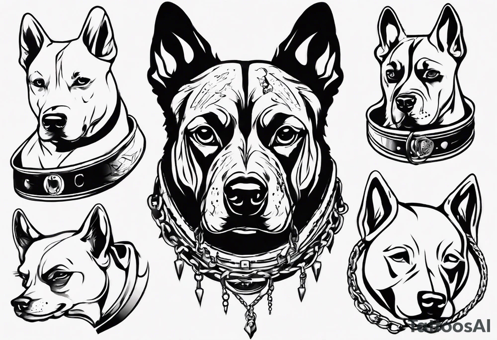 a dog with 12 collars tattoo idea