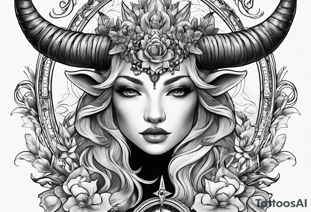 Capricornus two horns female and contains the letter S tattoo idea