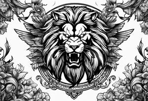 Spartan lion battle scene tattoo idea