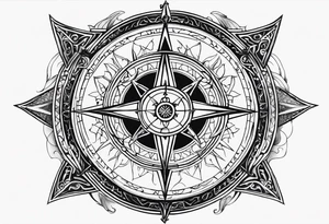 the viking compass with heart of hunger tattoo idea