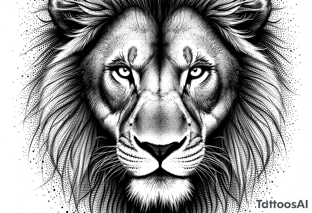 powerful majestic lion, close-up tattoo idea
