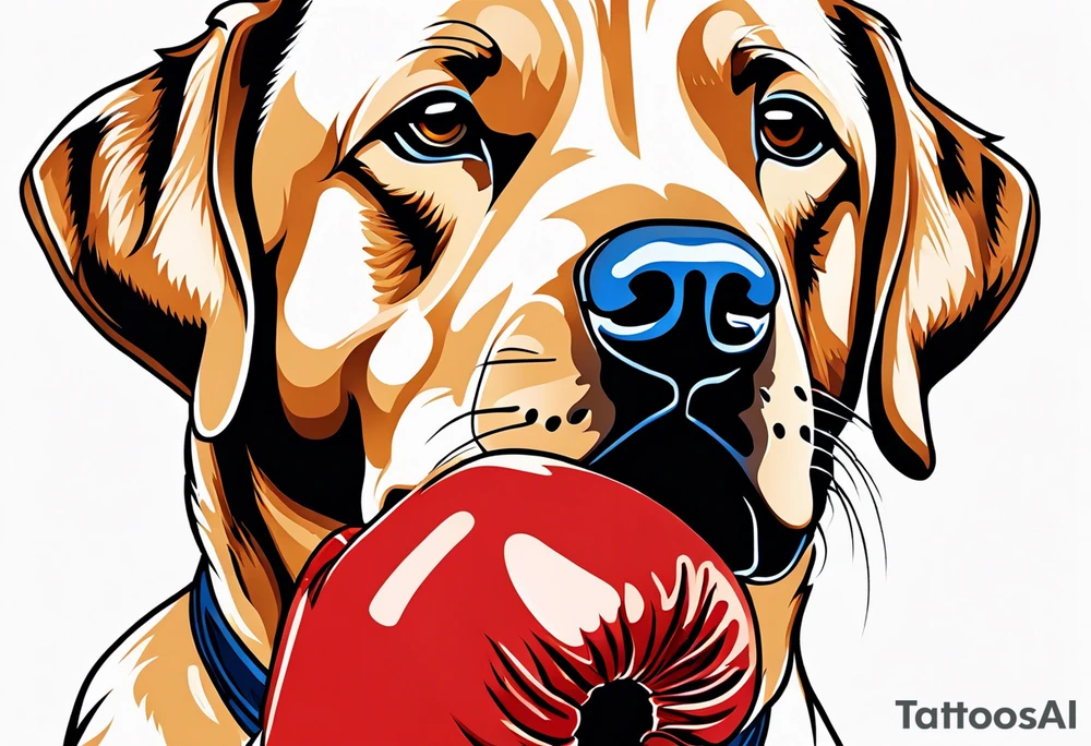 Dog Labrador with boxing gloves tattoo idea