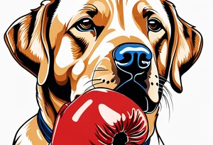 Dog Labrador with boxing gloves tattoo idea