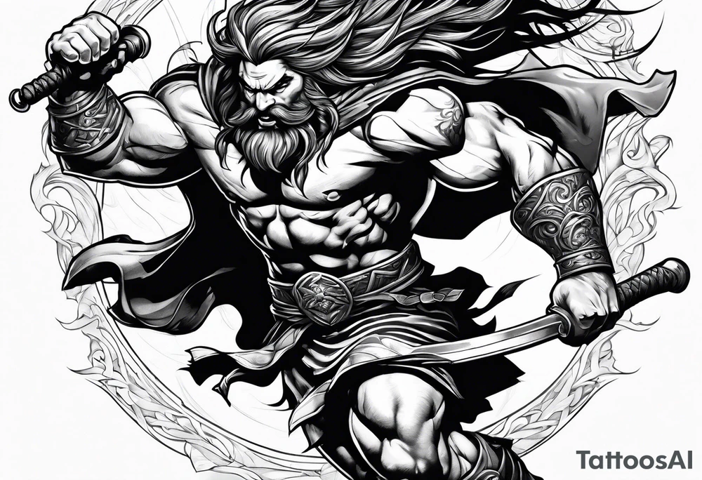 leaping barbarian tattoo idea