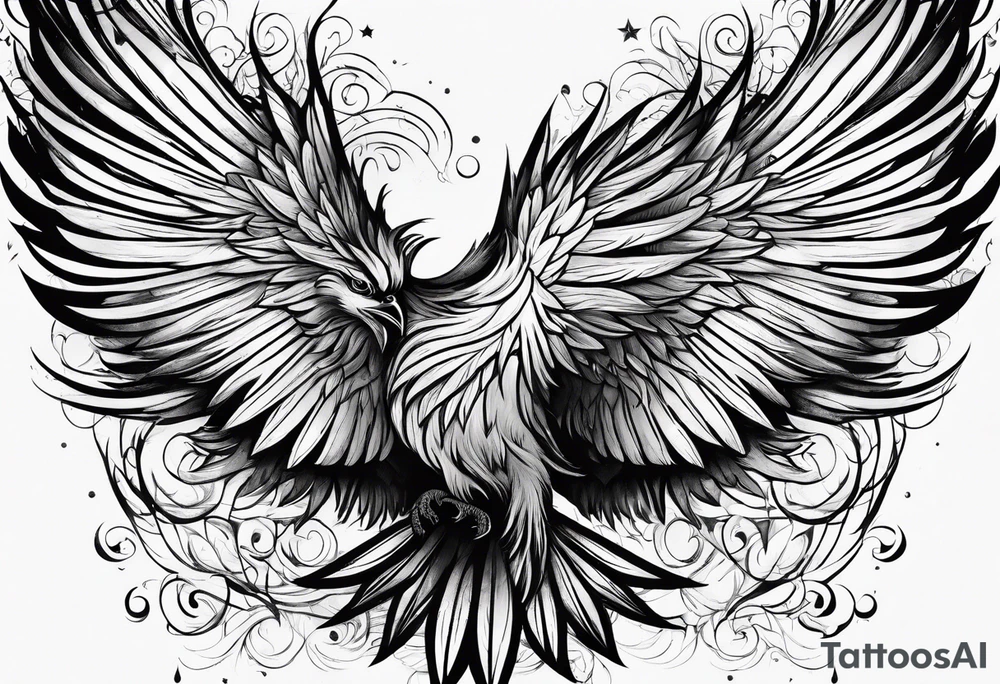 Phoenix bird flying and fading
, tattoo idea