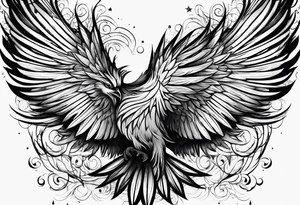 Phoenix bird flying and fading
, tattoo idea