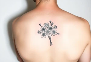 Bouquet of multiple flowers tattoo idea