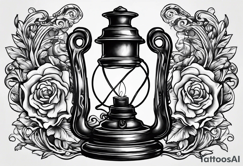 Oil lamp on tombstone tattoo idea