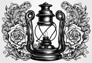 Oil lamp on tombstone tattoo idea