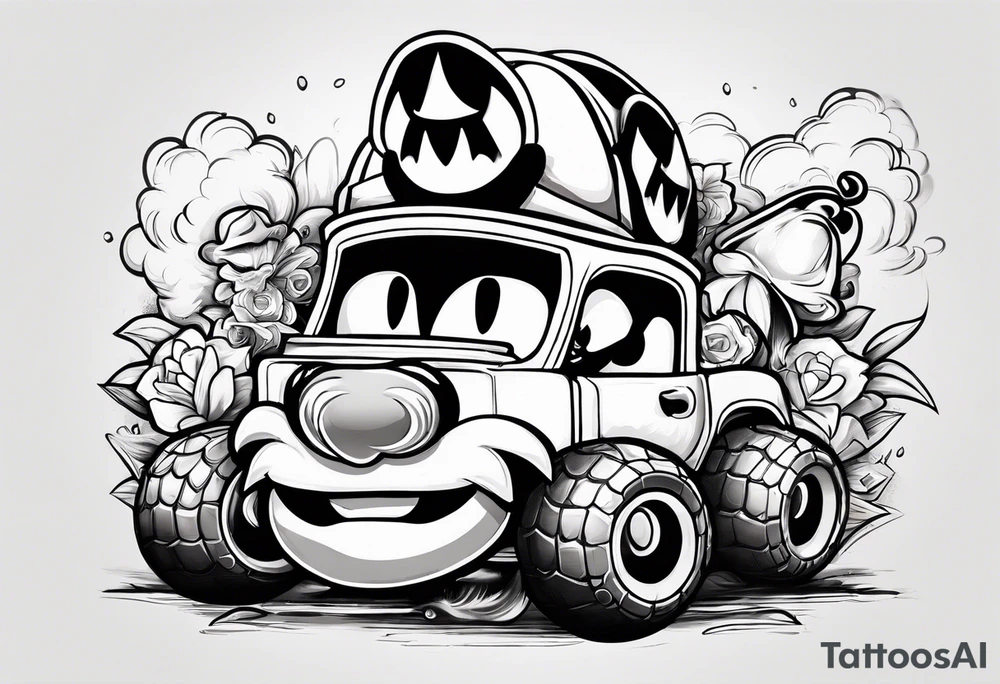 Mario ghosts and goombas with canons tattoo idea