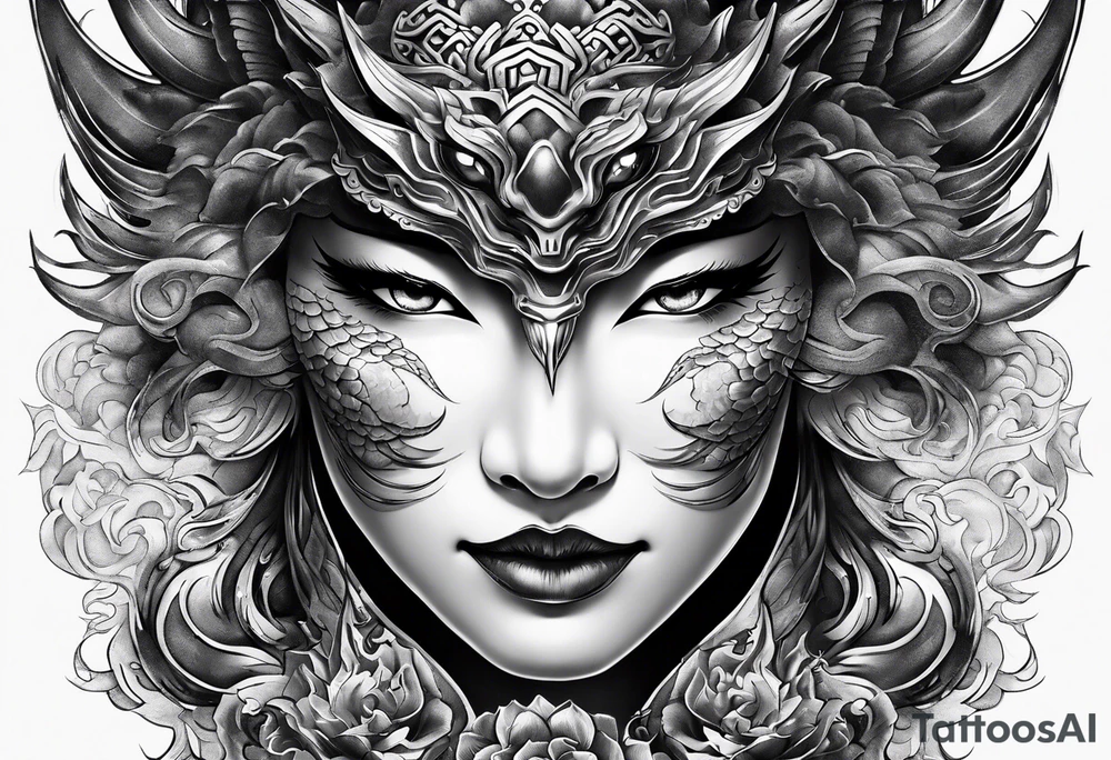 firedragon mask tattoo idea