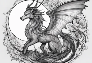 Moon fairy dragon tattoo idea