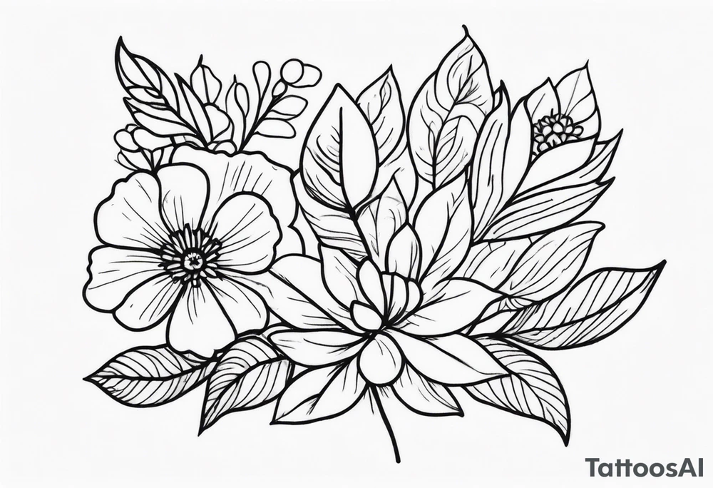 flowers, leaves tattoo idea