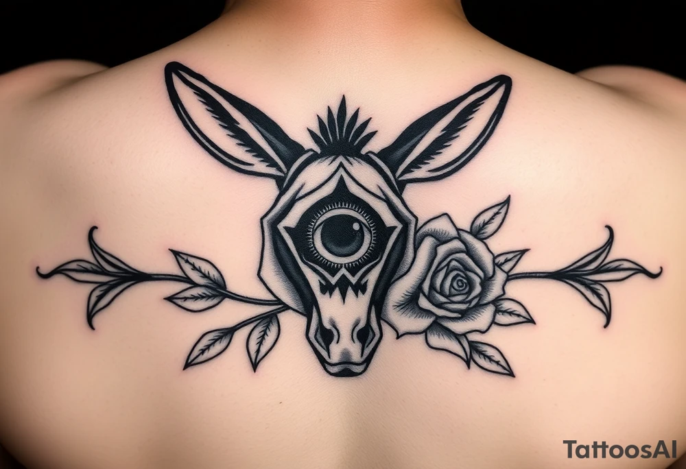 donkey, eyeball, rose tattoo idea