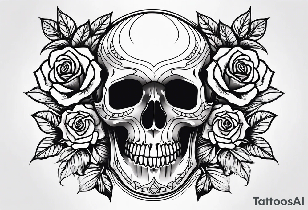 skull and roses and bold tattoo idea