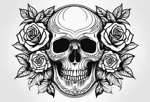 skull and roses and bold tattoo idea