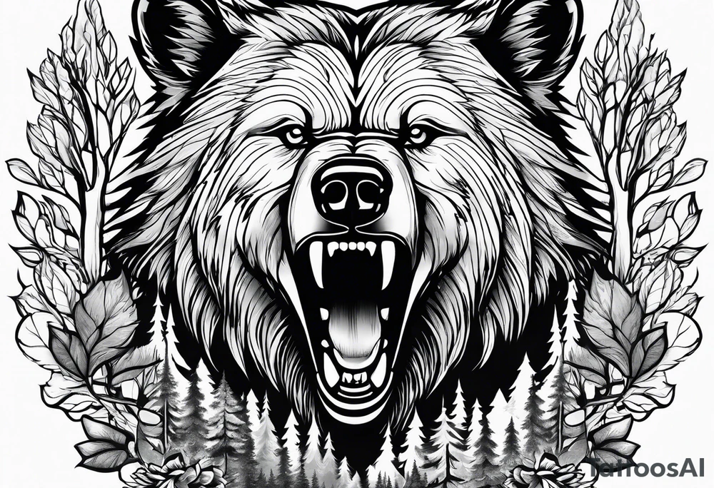 A grizzly bear and a wolf in the wild tattoo idea A grizzly bear and a wolf in the wild tattoo idea