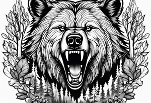 A grizzly bear and a wolf in the wild tattoo idea