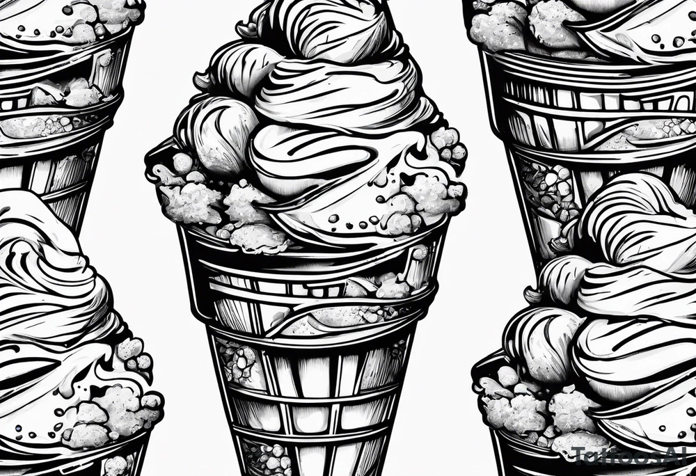 ice cream cone with one round scoop of ice cream tattoo idea