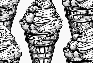 ice cream cone with one round scoop of ice cream tattoo idea