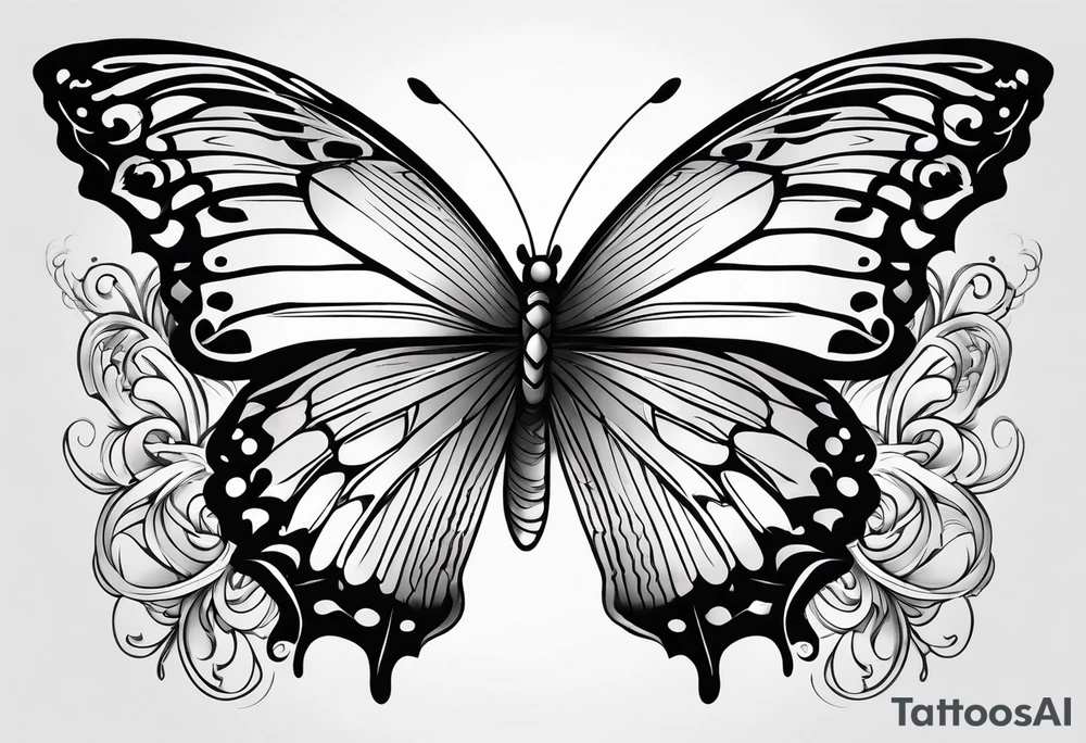 Butterfly but with portrait on 1 of wing tattoo idea