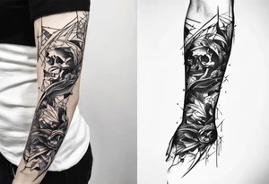 broken skeletal arm tattoo idea