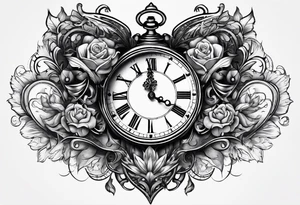 Heart with clock in middle hands on 8 and 5 tattoo idea