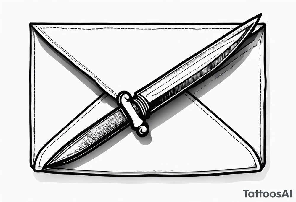 envelope with wax stamp with letter opener on top tattoo idea