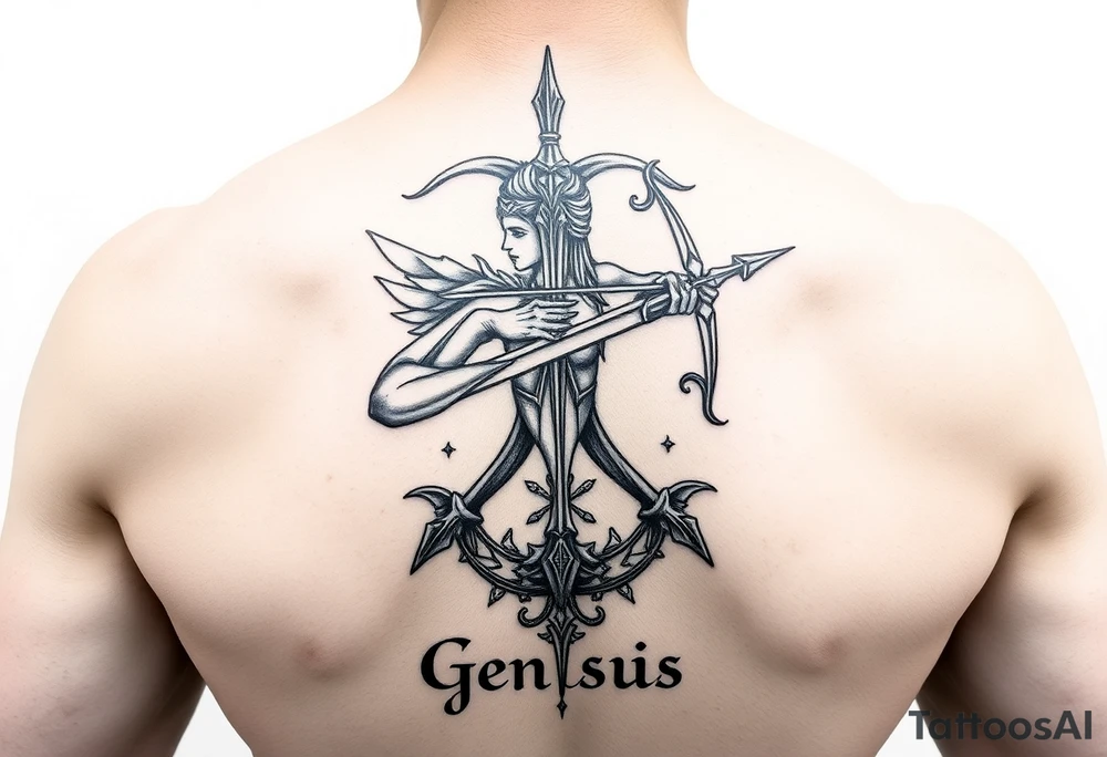 Sexy Sagittarius December 6th with the name genesis tattoo idea