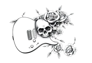 Electric guitar with skulls and roses on it tattoo idea