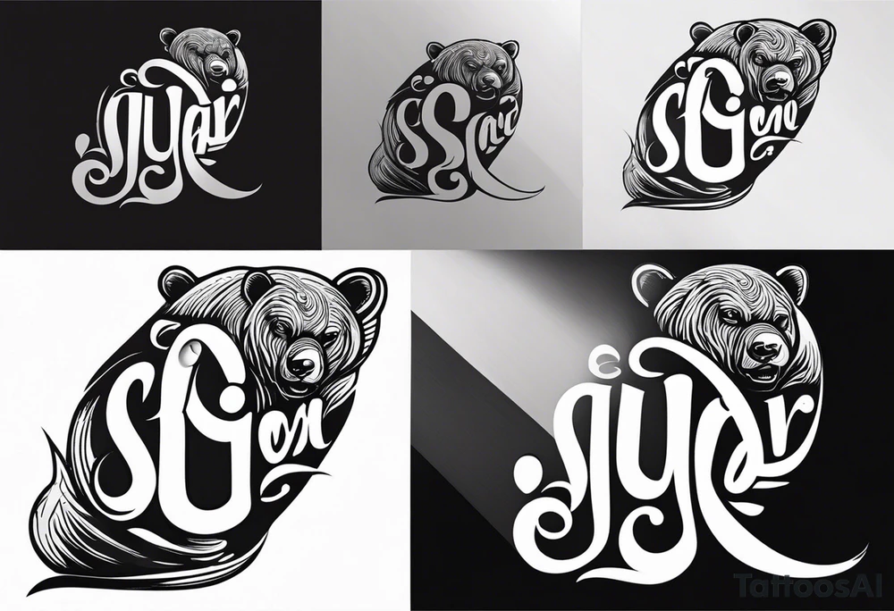 Sugar Bear in Italic script tattoo idea
