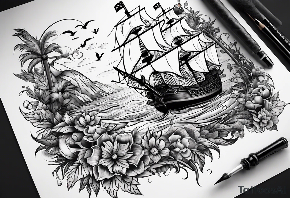 absurdity of life, pirate, breaking the rules, happiness in each of us tattoo idea