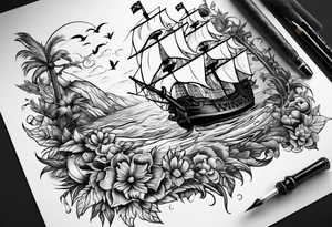 absurdity of life, pirate, breaking the rules, happiness in each of us tattoo idea