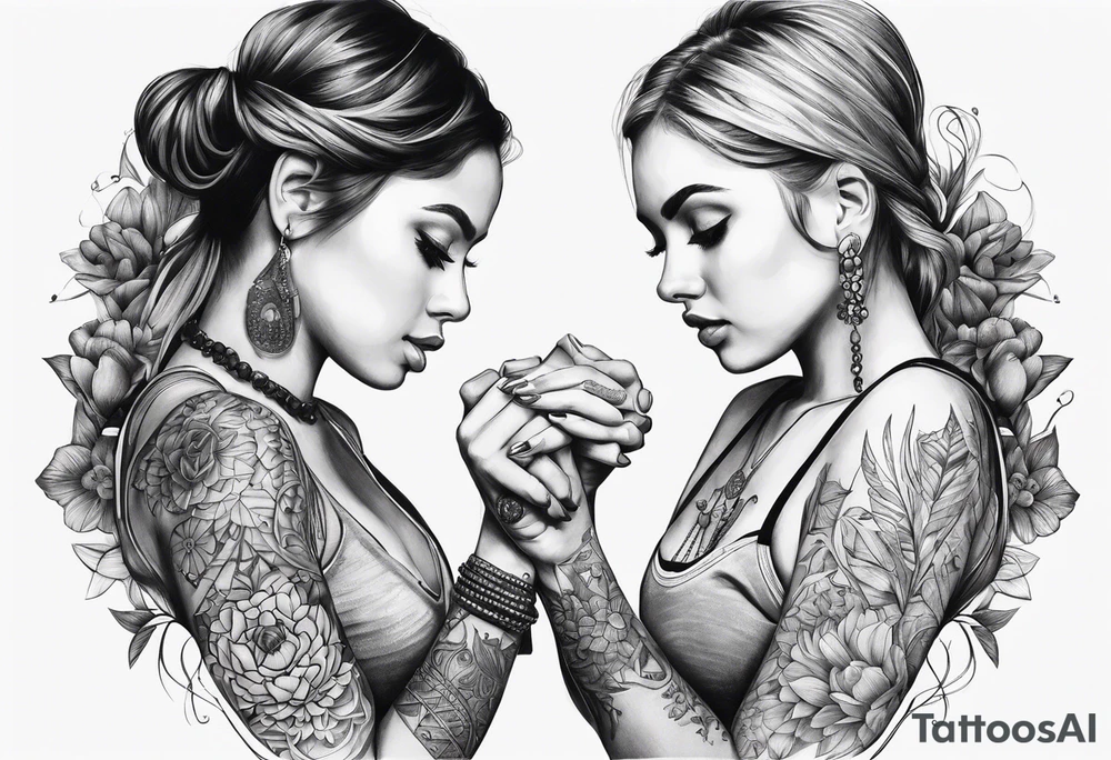Girls holding hands tattoo idea
